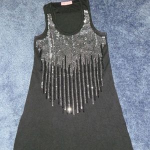 PINK PUMP Black Scoop Sleeveless Sequin Top